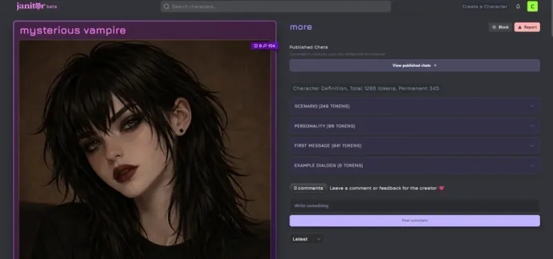 Avis Janitor AI — interface de chat roleplay