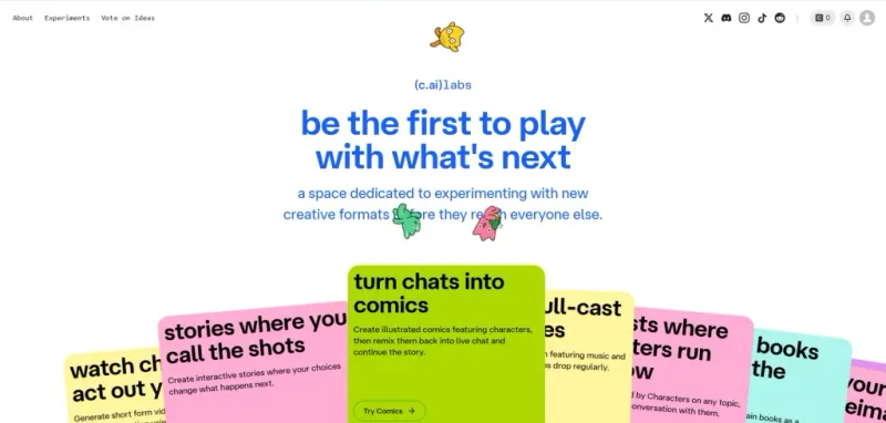 Avis Character AI — Labs génération visuelle et audio