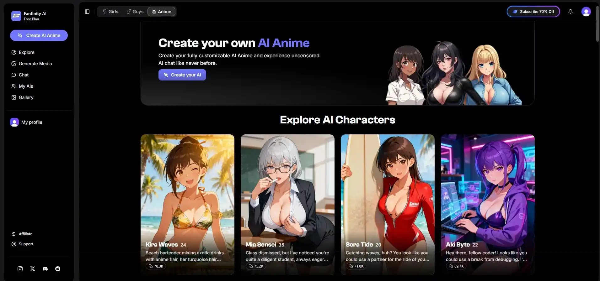 Avis Fanfinity — interface création IA