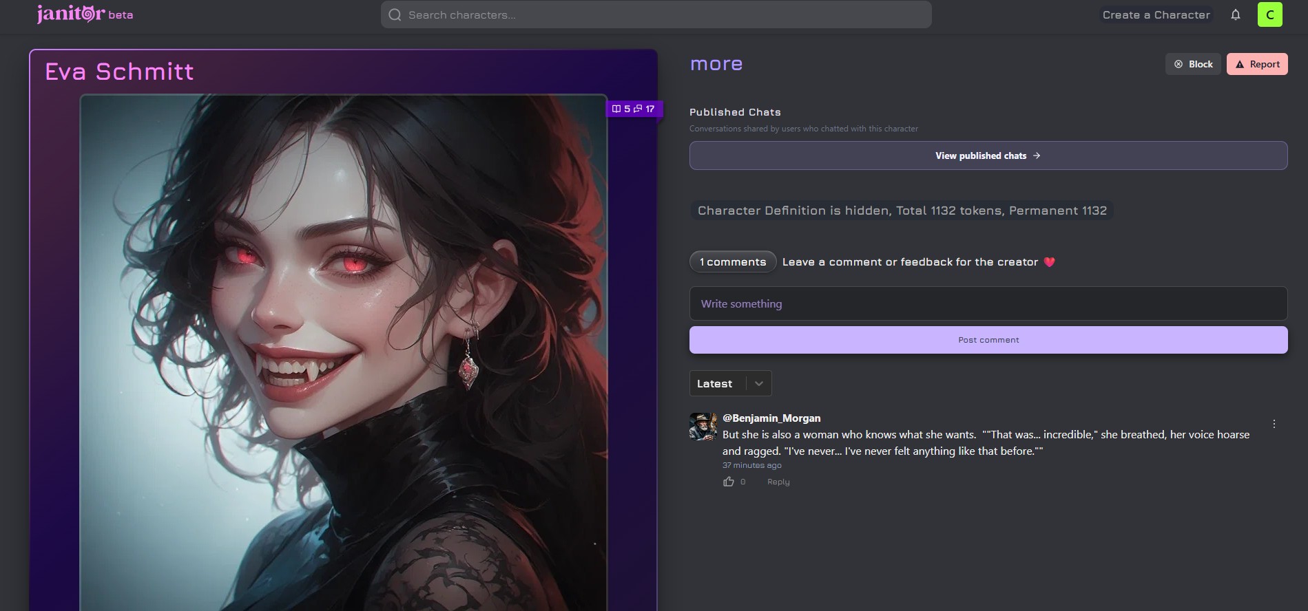 Fiche personnage sur Janitor AI — Eva Schmitt