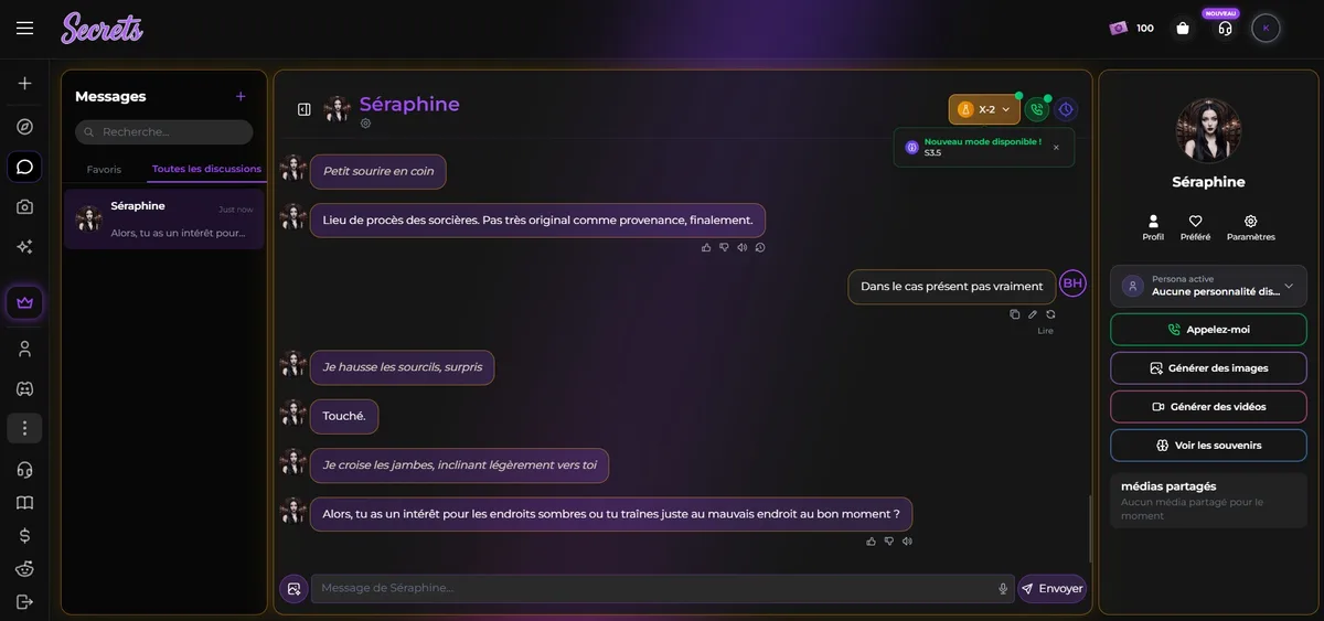 Avis Secrets AI — chat narratif immersif avec Séraphine