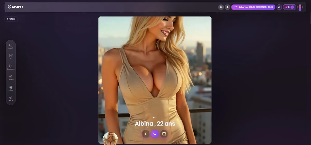 Avis Swipey AI — profil Albina 22 ans style Tinder