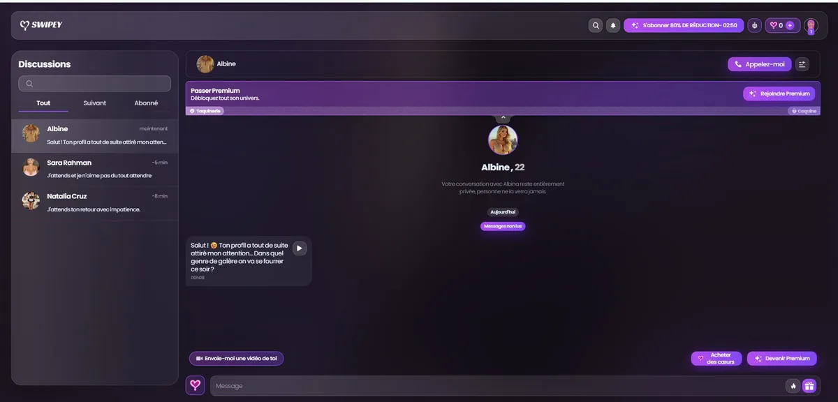 Avis Swipey AI — interface discussions en français