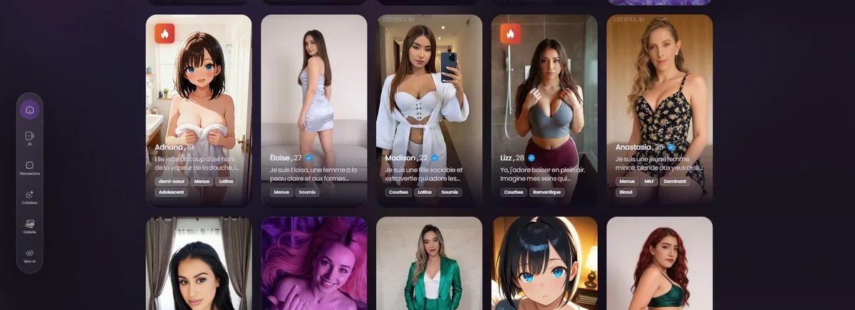 Avis Swipey AI — galerie de personnages et filtres